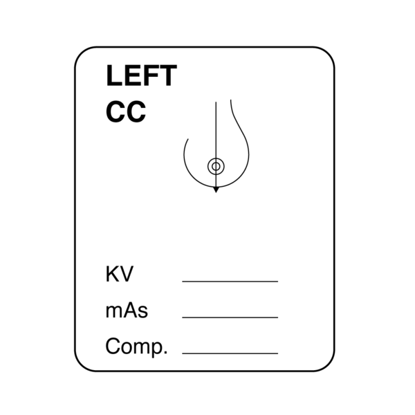 Nevs Mammography Labels - Left CC 1-1/4" x 1" XM-9